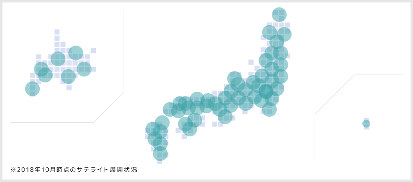 2018年10月時点のサテライト展開状況