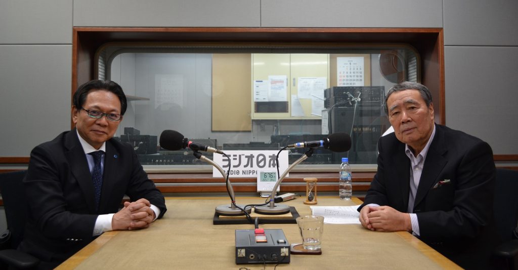 会社から発信ラジオ日本「こんにちは！鶴蒔靖夫です」に出演しました